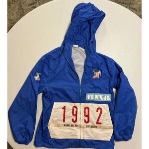 VTG Y2K Hip Hop Urban 90s Manic Dee Records Windbreaker Jacket Blue Mens Size M
